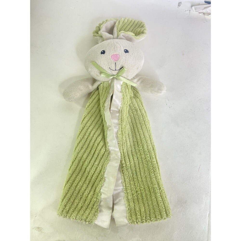 Stephan Baby Green White Bunny Rabbit Security Blanket Lovey Ribbed Rib Corduroy
